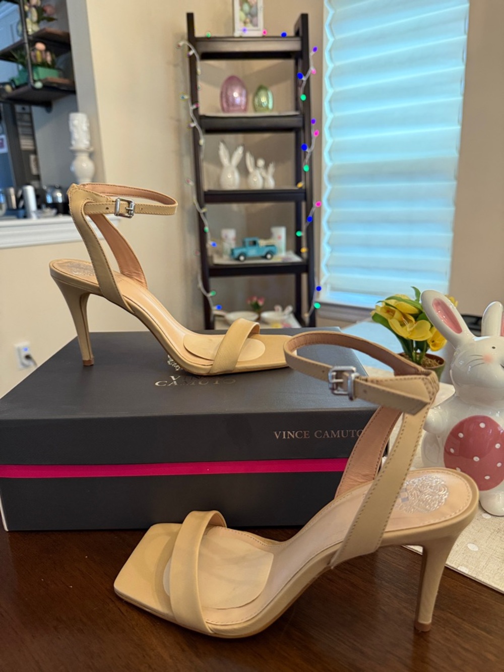 Vince Camuto Nude Beige Strappy Stiletto Sandals
